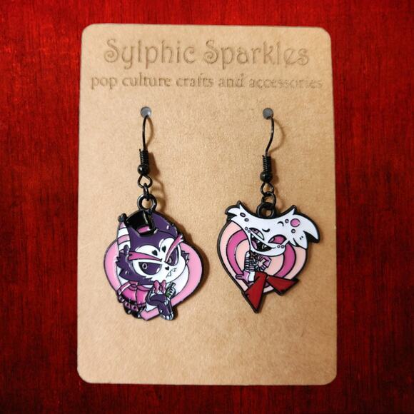 Hazbin Hotel Huskerdust Enamel Charm Earrings Husk Angeldust - Picture 1 of 2
